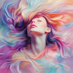 Elegance epitomized: a woman with wind-swept hair.