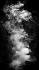 White Smoke Rising on Black Background