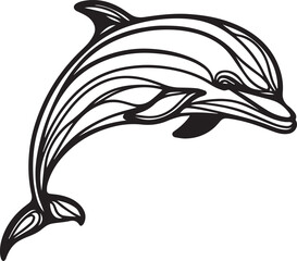 Dolphin Fish Line Art Vector