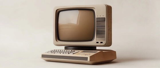 Vintage Computer Monitor on Plain Background