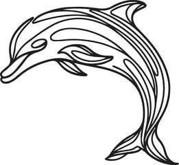 Dolphin Fish Line Art Vector