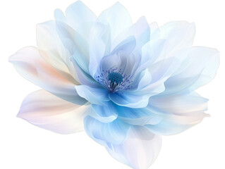 Obraz premium A beautiful blue lotus flower showcases its delicate, translucent petals arranged gracefully