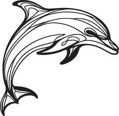 Dolphin Fish Line Art Vector