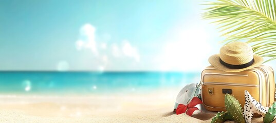 A vibrant travel agency banner with exotic destinations and space for a special offer