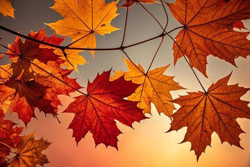 Fototapeta premium Wavy Line With Leaf Abstract Blue Pink Background