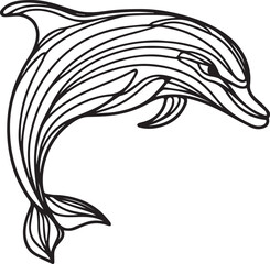 Dolphin Fish Line Art Vector