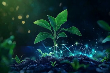 Abstract growth concept with plant and graph elements in a clean minimalist design