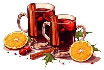 PNG  Mulled wine drink fruit glass.