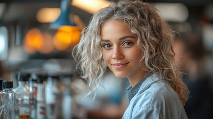 STEM teacher in a virtual classroom, using online tools to conduct real-time experiments, engaging students from different locations