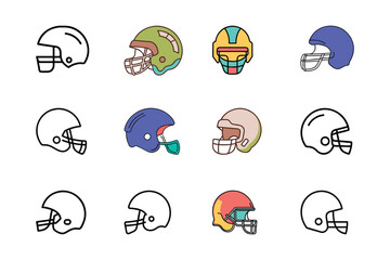 Set of helmet vector icon illustration on white background .