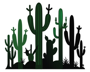 Desert Cactus Landscape. A Vivid Illustration of Arid Beauty