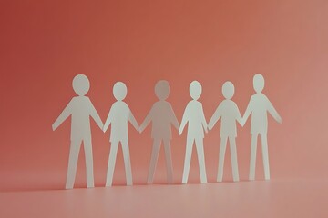 Pastel Paper People Holding Hands Community Togetherness