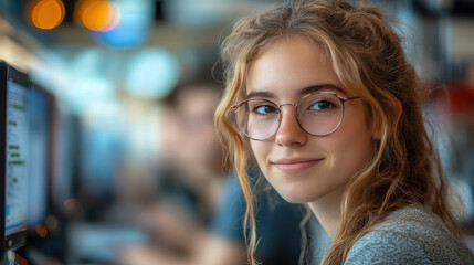 Young researchers testing AI-driven handwriting recognition software, demonstrating how machine learning can assist in dyslexia studies