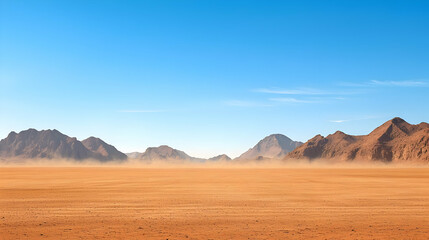 Fototapeta premium Vast Desert Landscape Under Clear Blue Sky