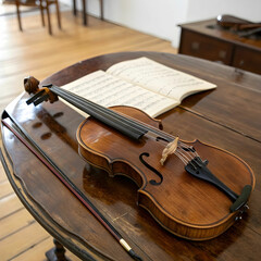 Fototapeta premium A beautifully composed still life of a string instrument, highlighting its elegant curves.