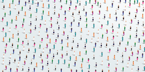 A large group of women from different profession on white background with text space. Labour women people crowd seamless background. Labor day women's day concept. Vector illustration