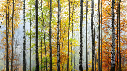 Obraz premium Autumn Forest With Colorful Foliage