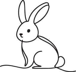 Easter Bunny Continuous Line Art Vector