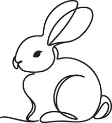 Easter Bunny Continuous Line Art Vector