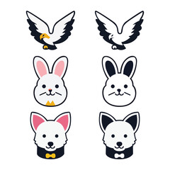 cout eagle rabbit and dog animals vektor on white background