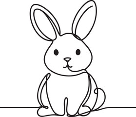 Easter Bunny Continuous Line Art Vector