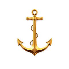 Anchor gold metal icon on white background. Generative AI