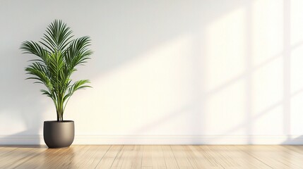 Modern Office Interior with Plants and Clear White Walls