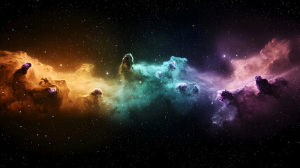 Obraz premium Colorful Nebula Formation In Deep Space With Glowing Stars And Cosmic Dust