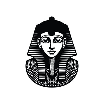 recommend clip art: Egyptian pharaoh portrait, ancient Egyptian art style, black and white illustration