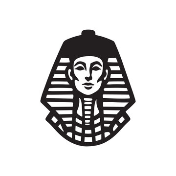 recommend clip art: Egyptian pharaoh portrait, ancient Egyptian art style, black and white illustration