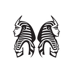 Egyptian pharaoh portrait, ancient Egyptian art style, black and white illustration