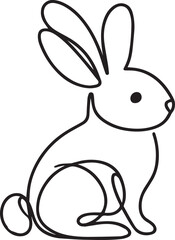 Easter Bunny Continuous Line Art Vector