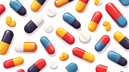 Professional Seamless Pattern of Tablets, Capsules, and Vitamins for Healthcare Websites