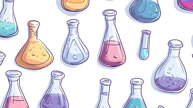 Professional Seamless Pattern of Laboratory Flasks for Chemical or Scientific Background