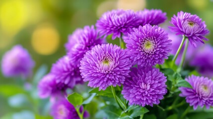 Obraz premium Vibrant Purple Chrysanthemum Bouquet Close up