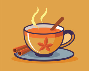 Obraz premium Cozy Autumn Drink. Cinnamon Spiced Tea in a Cup