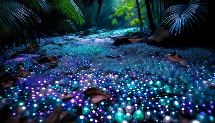 Enchanted Bioluminescent River in a Mystical Jungle