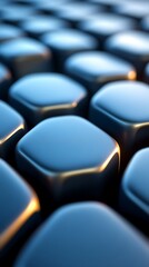 Obraz premium Abstract blue 3D render forms with golden accents forming unique structure