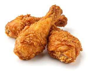 Crispy fried chicken isolated on white background.