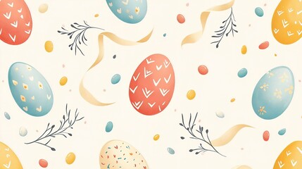 Colorful Minimalist Easter Egg Pattern Seamless Vector Design