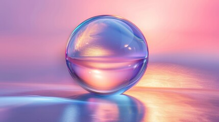 A glass orb captures light, creating an elegant underwater effect with fluid highlights and a soft glow