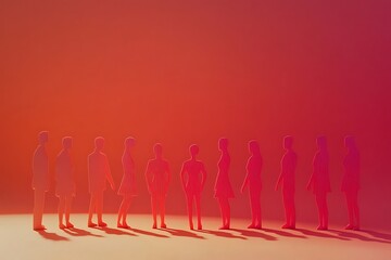 Pink Minimalist People Cutout Illustration Teamwork Concept
