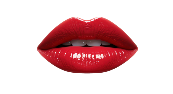 Isolated Red Glossy Lips