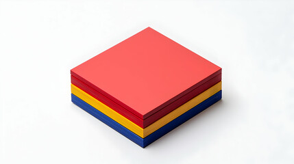 Fototapeta premium Multicolored Stacked Squares On White Background