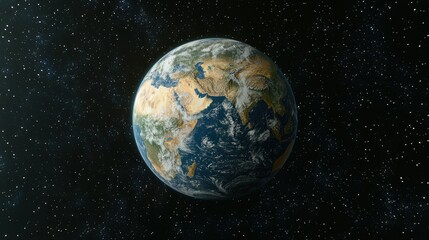 Fototapeta premium Earth view from space, showing continents, oceans, and atmospheric cloud cover