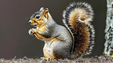 Fototapeta premium Squirrel Eating On Forest Floor