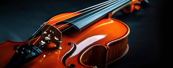Fototapeta premium Elegant violin close-up, showcasing craftsmanship and musical artistry