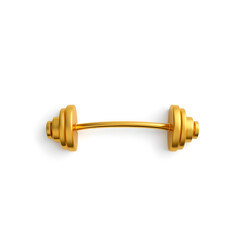 Barbell gold metal icon on white background. Generative AI