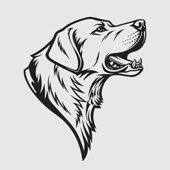 Simple Illustration of a dog. Vector graphics, line art, black and white. perfect for lino cut or wood print. Good use for T-shirt design or logo