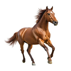 Obraz premium Brown horse running isolated on transparent background